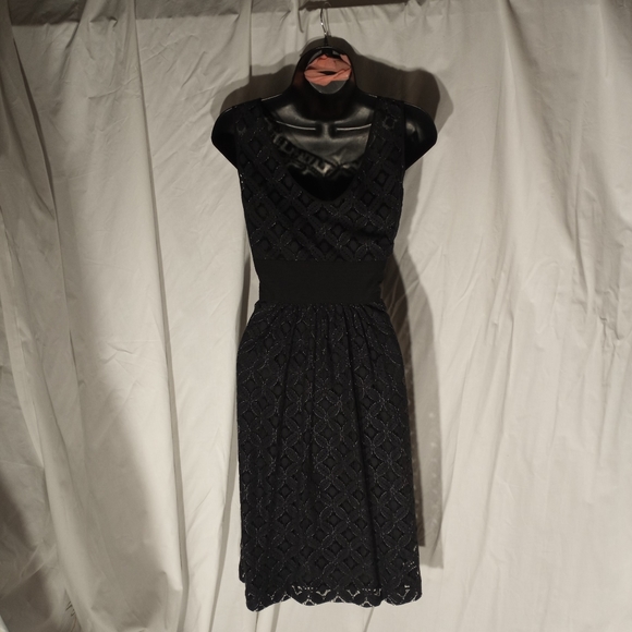 SHOSHANNA Navy & Silver Lace Fit & Flare Dress - Picture 7 of 10